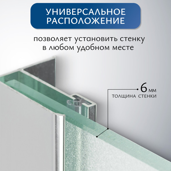 Изображение товара Душевая стенка Saniteco Walk-In SN-W6MC100 (100x200, матовое стекло, хромированный профиль)