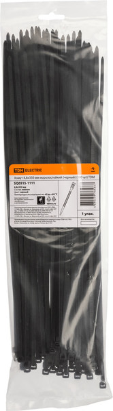 Изображение товара Стяжка для кабеля TDM SQ0515-1111 (100шт, черный)