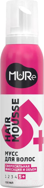 Изображение товара Мусс для укладки волос MURE 5+ Volume & Max Hold Сверхсильная фиксация (150мл)