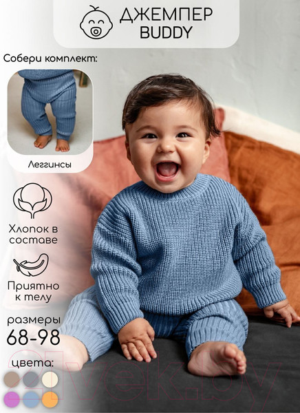 Изображение товара Джемпер для малышей Amarobaby Pure Love Buddy / AB-OD23-PLB26/19-98 (голубой, р.98)