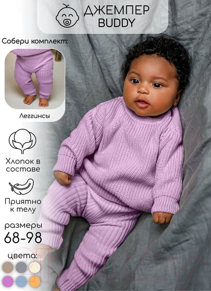 Изображение товара Джемпер для малышей Amarobaby Pure Love Buddy / AB-OD23-PLB26/42-74 (лиловый, р.74)