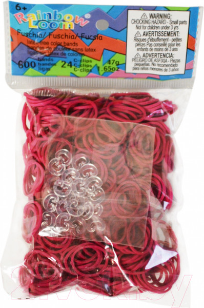 Изображение товара Набор для плетения Rainbow Loom Набор резинок / B0022 (фуксия)