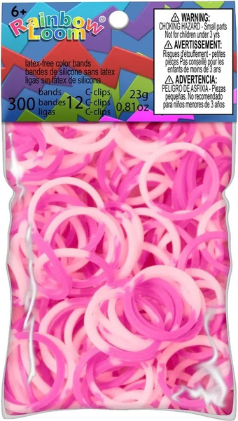 Изображение товара Набор для плетения Rainbow Loom Набор резинок / B0041 (розовый/белый)