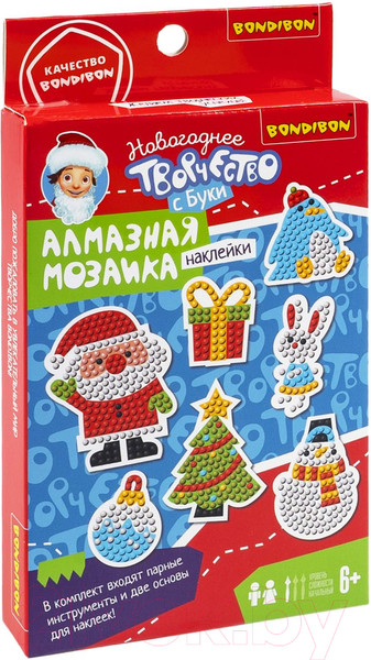 Изображение товара Набор алмазной вышивки Bondibon Наклейки С Новым Годом! / ВВ5986