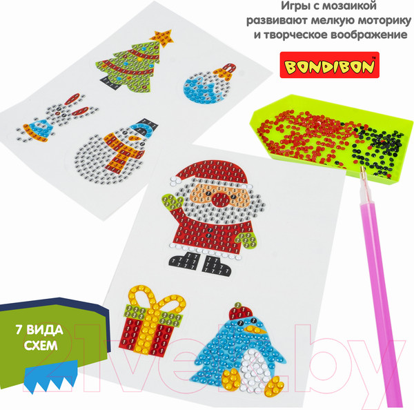 Изображение товара Набор алмазной вышивки Bondibon Наклейки С Новым Годом! / ВВ5986