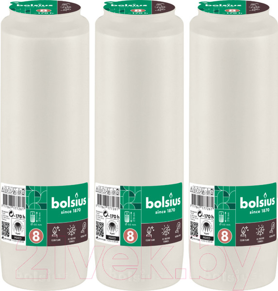 Изображение товара Набор свечей Bolsius Ритуальные масляные Copmo rc8 rspo mb 8 дней горения (белый)