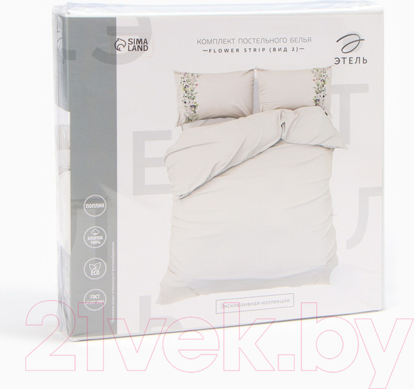 Изображение товара Комплект постельного белья Этель Flower Strip вид 2 Евро / 9947025