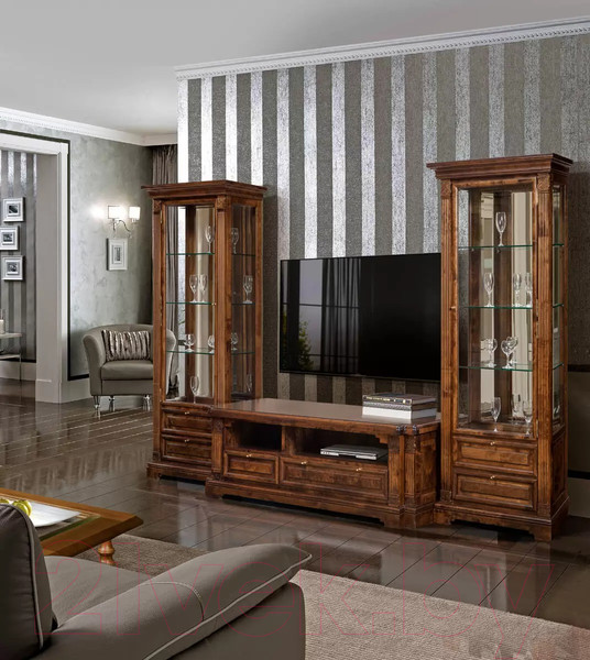 Изображение товара Шкаф с витриной Гомельдрев ГМ 5906-01 Береза (беловежский орех)