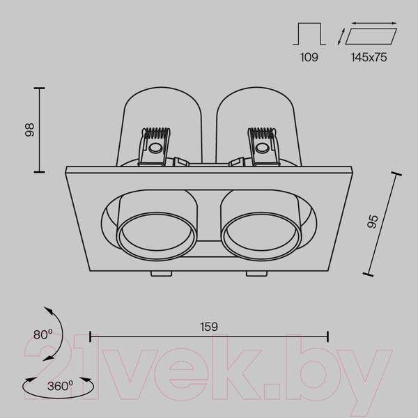 Изображение товара Точечный светильник Maytoni Hidden DL045-02-10W3K-B