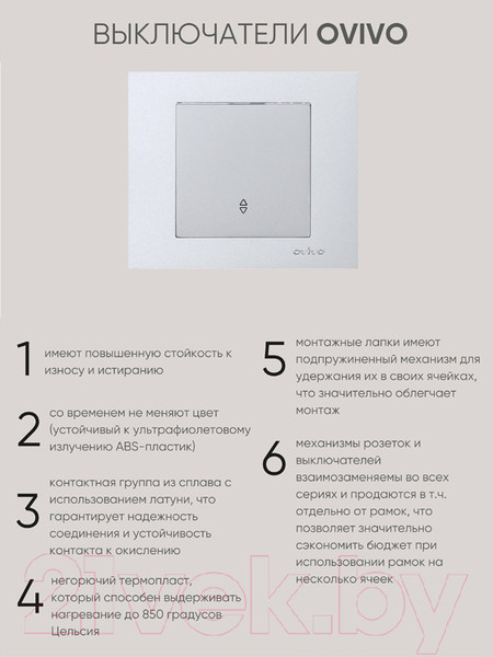 Изображение товара Выключатель Ovivo 600-000210-209 (серебристый)