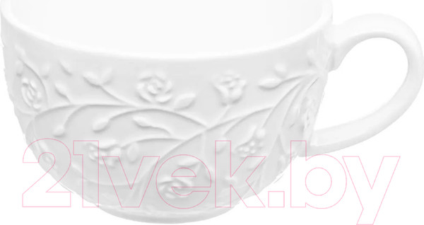 Изображение товара Чашка с блюдцем Elan Gallery Веточки-цветочки / 630058 