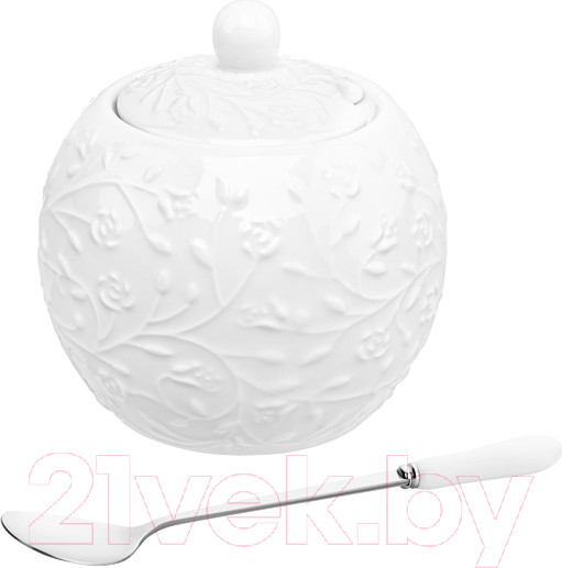 Изображение товара Сахарница Elan Gallery Веточки-цветочки / 630064  (с ложкой)