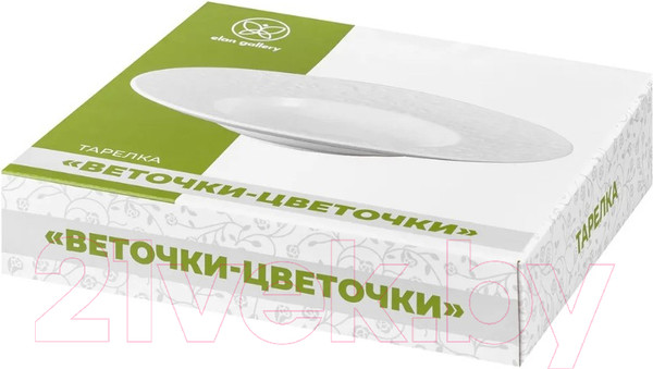 Изображение товара Тарелка столовая глубокая Elan Gallery Веточки-цветочки / 630068