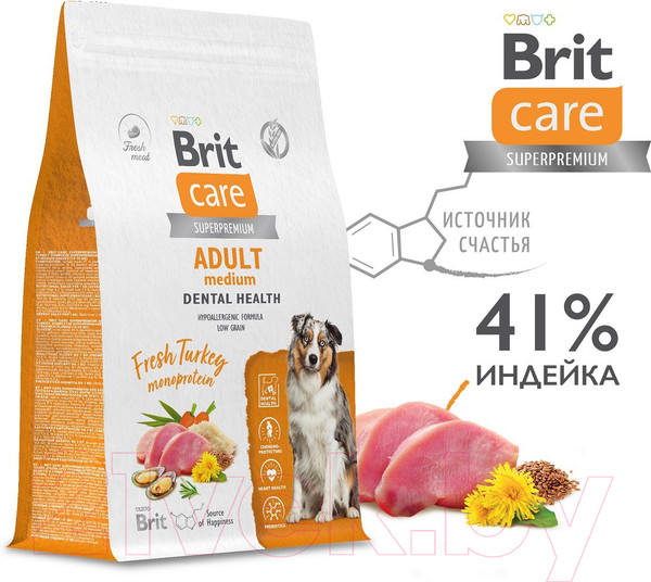Изображение товара Сухой корм для собак Brit Care Dog Adult M Monoprotein Dental Health / 5066391 (12кг)
