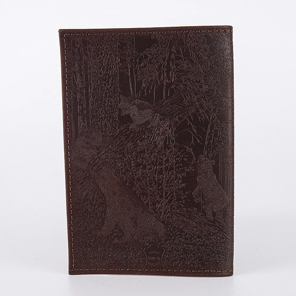 Изображение товара Обложка на паспорт Poshete Медведь / 676-1/2-097-220BRW (коричневый)