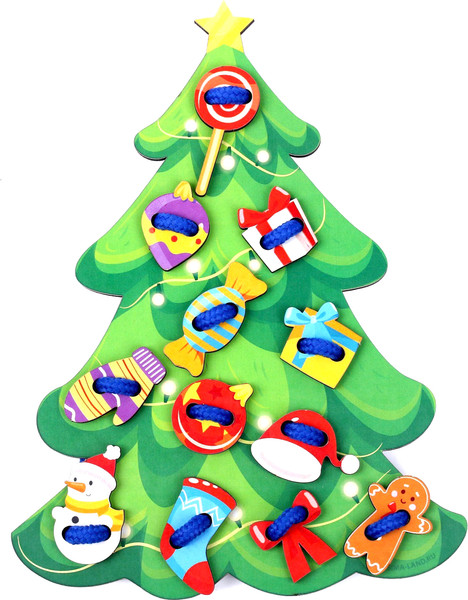 Изображение товара Развивающий игровой набор Лесная мастерская Шнуровка Нарядная елочка / 9062442