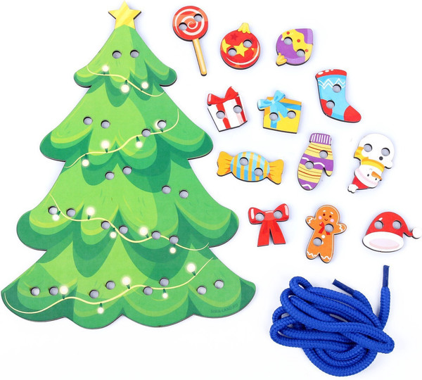 Изображение товара Развивающий игровой набор Лесная мастерская Шнуровка Нарядная елочка / 9062442