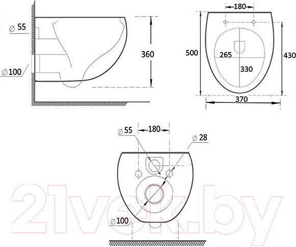 Изображение товара Унитаз подвесной с инсталляцией Roxen StounFix Dual Fresh 964237