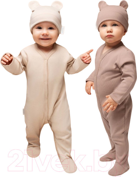 Изображение товара Комплект одежды для малышей Amarobaby Nature / AB-OD23-3101N/0312-80 (бежевый/коричневый, р.80)