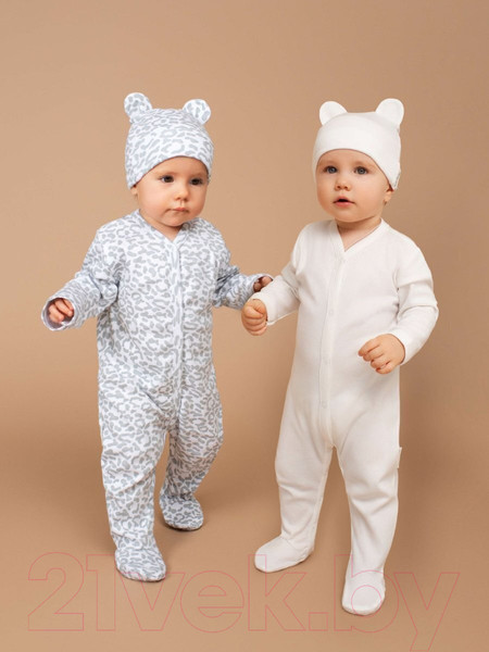 Изображение товара Комплект одежды для малышей Amarobaby Nature / AB-OD23-3101N/00-68 (белый/леопард, р.68)