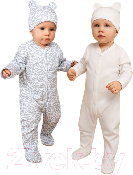 Изображение товара Комплект одежды для малышей Amarobaby Nature / AB-OD23-3101N/00-74 (белый/леопард, р.74)