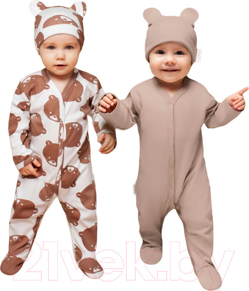 Изображение товара Комплект одежды для малышей Amarobaby Nature / AB-OD23-3101N/12-74 (коричневый/мишки, р.74)