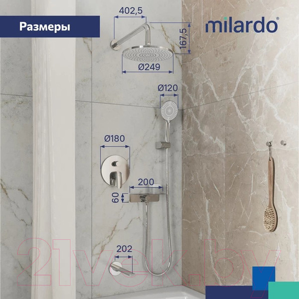 Изображение товара Душевая система со смесителем Milardo Rora RORSB03M68