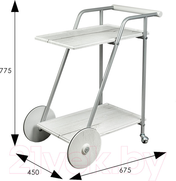 Изображение товара Сервировочный столик Мебелик Оди (металлик/белый/дуб дымчатый)