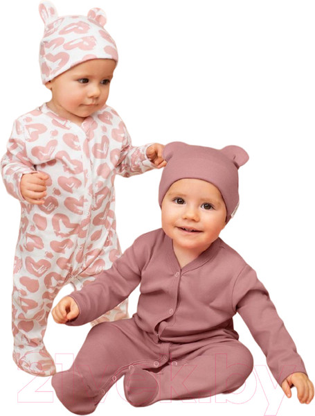 Изображение товара Комплект одежды для малышей Amarobaby Nature / AB-OD23-3101N/06-80 (розовый/сердечки, р.80)