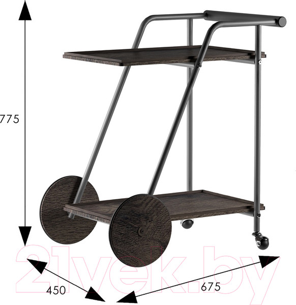 Изображение товара Сервировочный столик Мебелик Оди (металлик/эбеновое дерево/дуб маррон)
