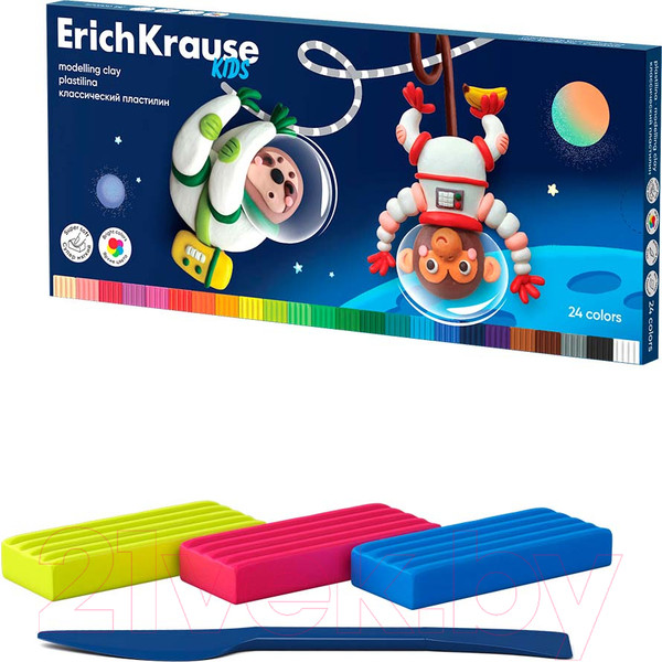 Изображение товара Пластилин Erich Krause Kids Классический. Space Animals / 61335 (24цв)