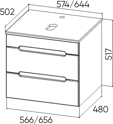 Изображение товара Тумба под умывальник Viant Марсель / VMAR57NG-T2YP (графит)