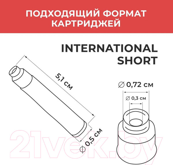 Изображение товара Ручка перьевая Малевичъ С конвертером + два картриджа / 196414 (красный)