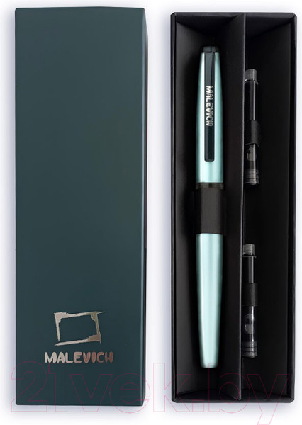 Изображение товара Ручка перьевая Малевичъ С конвертером + два картриджа / 196426 (бирюзовый перламутр)