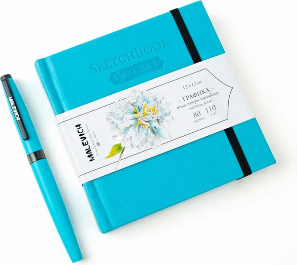 Изображение товара Скетчбук Малевичъ GrafArt Sketch / 401250 (80л, бирюзовый)