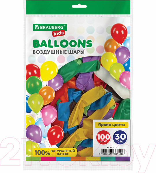 Изображение товара Набор воздушных шаров Brauberg Kids. Яркие Цвета / 591872 (100шт)