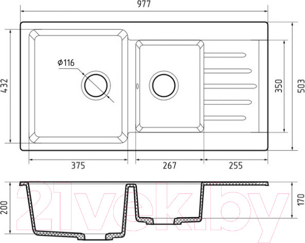 Изображение товара Мойка кухонная GranFest Practik GF-P980KL (кашемир)