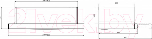 Изображение товара Вытяжка телескопическая Elikor Slide 60Н-430 / 211935 (нержавеющая сталь)