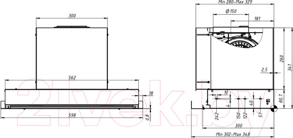 Изображение товара Вытяжка скрытая Elikor Sense Glass 60П-1000 / 229361 (черный/черное стекло)
