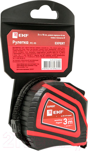 Изображение товара Рулетка EKF Expert РС-10 Autostop Магнит / rs-10-3-16-quad (16ммx3м)