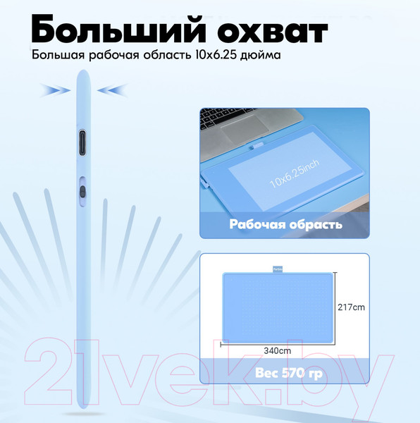 Изображение товара Графический планшет Parblo Ninos N10B (голубой)