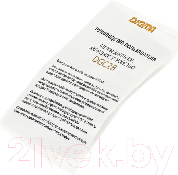 Изображение товара Адаптер питания автомобильный Digma DGC2B 20W 3A (PD) USB-C / DGC2B0F010BK (черный)