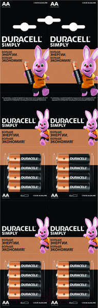 Изображение товара Комплект батареек Duracell Simply LR6/MN1500 (16шт)
