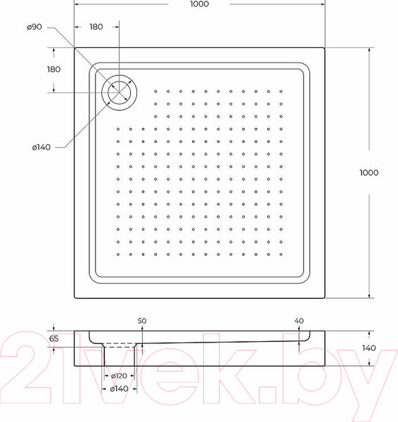 Изображение товара Душевой поддон BelBagno TRAY-BB-A-100-15-W