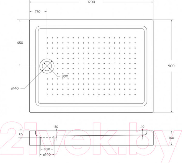 Изображение товара Душевой поддон BelBagno TRAY-BB-AH-120/90-15-W
