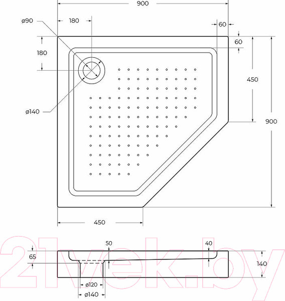 Изображение товара Душевой поддон BelBagno TRAY-BB-P-90-15-W