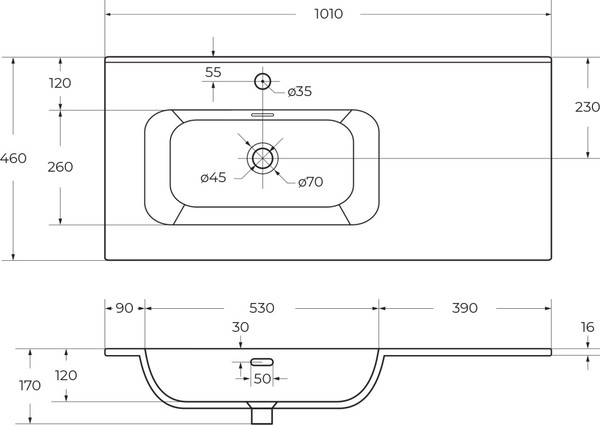 Изображение товара Умывальник Cezares CZR-8095-100-L