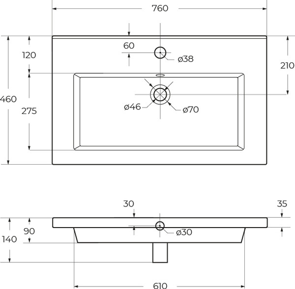 Изображение товара Умывальник Cezares CZR-8070-75