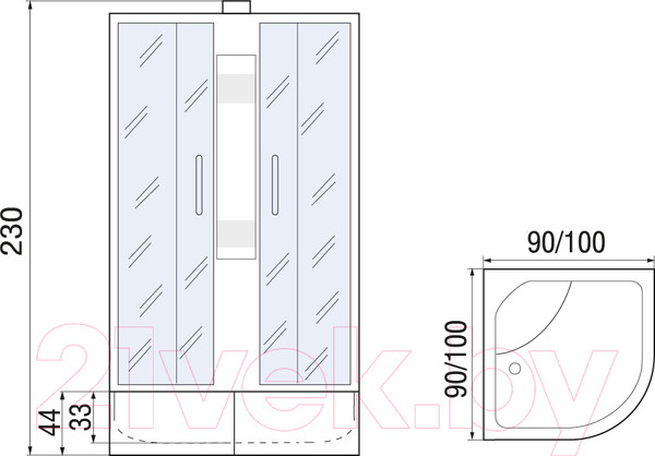 Изображение товара Душевая кабина Мономах XL Б/К 100/44 С МЗ