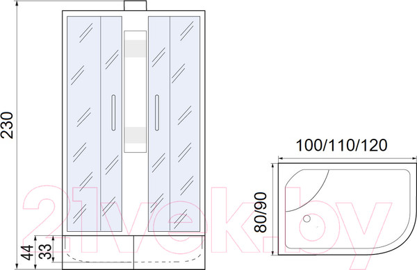 Изображение товара Душевая кабина Мономах XL Б/К 100/80/44 МЗ L